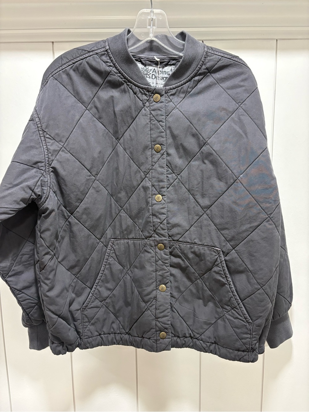 Alpine Design Women's Gray Quilted Lightweight Bomber Jacket Quilted Size L NWT